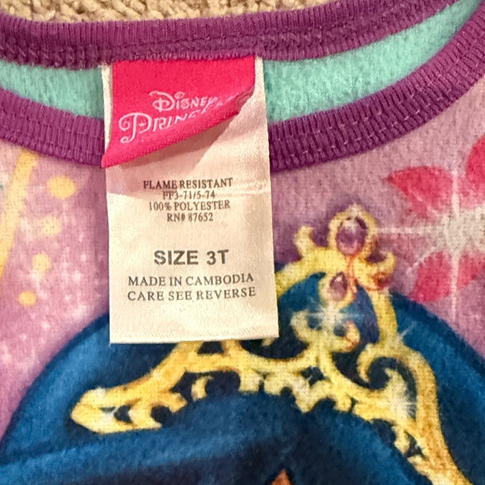 Disney Jasmine Kids Pajama Set - Teal and Purple. EUC. Soft. Comfortable. - Picture 11 of 14